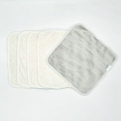 5 large washable bamboo fiber wipes - Mineral gray
