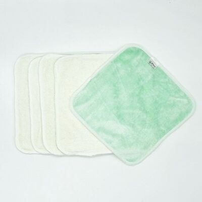 5 toallitas grandes lavables de fibra de bambú - Verde Almendra