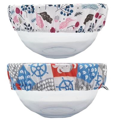 2 Salad bowl cover - fabric dish cover 26 to 30 cm (M) - Bay, boat
