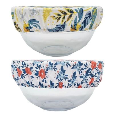 2 Couvre saladier - couvre plat en tissu 26 à 30 cm (M) - Plume, liberty