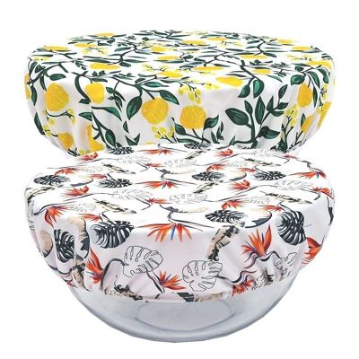 2 Salad bowl cover - fabric dish cover 26 to 30 cm (M) - Mireille/Paradis