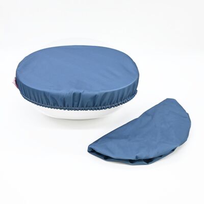 2 Funda para ensaladera - cubreplatos de tela de 26 a 30 cm (M) - Azul zafiro