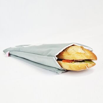 Pochette alimentaire en tissu pour sandwich baguette - Gris 2
