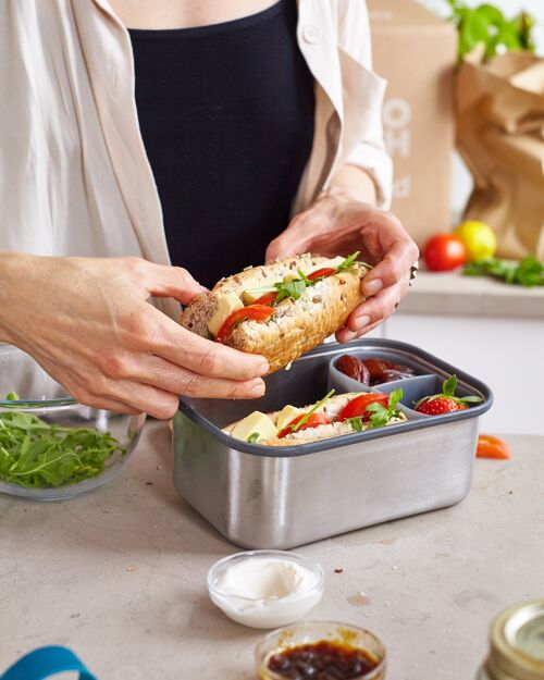Stainless Steel Lunch Box / Sandwich Box Large 1250 ml - Stainless Steel Sandwich Box Large Ocean