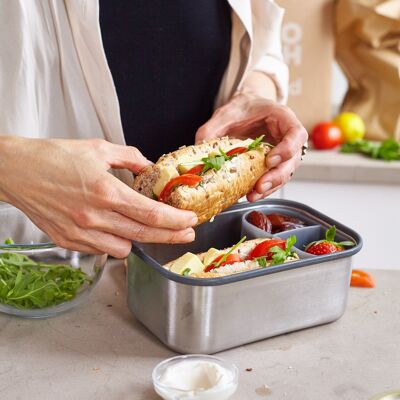 Stainless Steel Lunch Box / Sandwich Box Large 1250 ml - Stainless Steel Sandwich Box Large Ocean