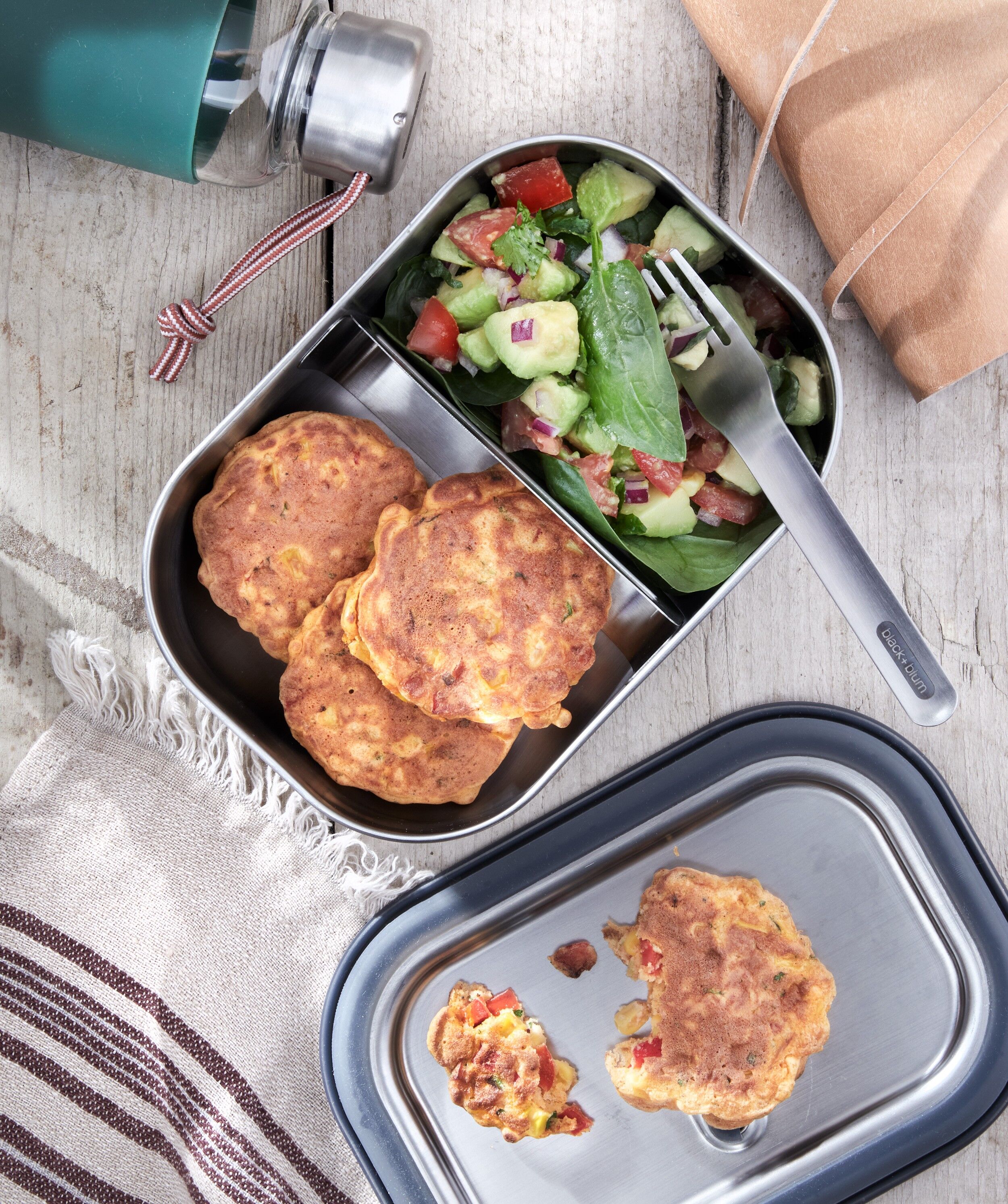 Lunch Box - 3 in 1 Lunch Box - Stainless Steel - 1L - Orange