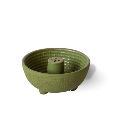 Green and gold Fontaine cast iron incense holder