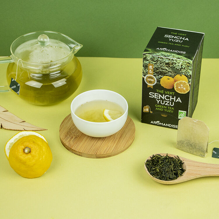 Organic Sencha Yuzu Green Tea in Tea Bags - 18 x 2g - Aromandise