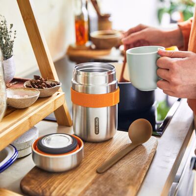 Insulated Food Flask - Orange 400ml - Stainless Steel