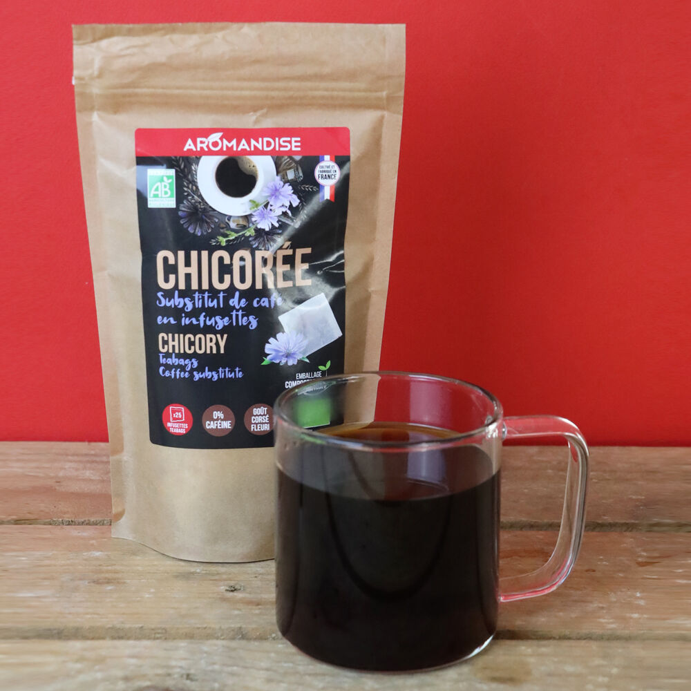 Organic roasted chicory coffee substitute in tea bags - 75g - Aromandise