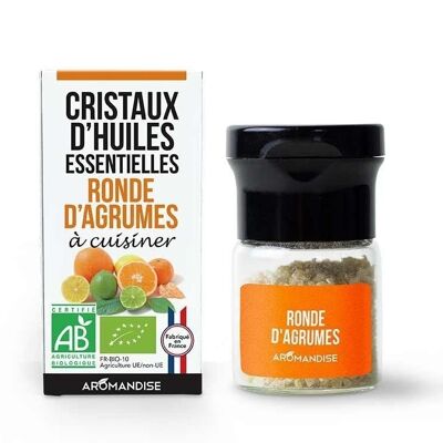 Round citrus essential oil crystals