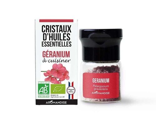 Cristaux d'huiles essentielles géranium