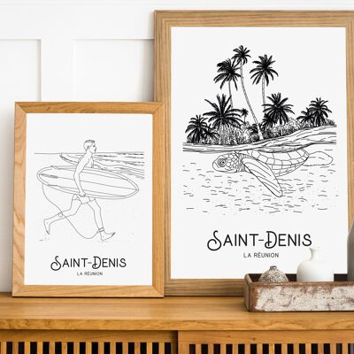 Affiche Saint-Denis La Réunion - Papier A4 / A3 / 40x60