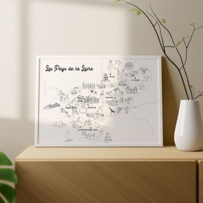 Pays de la Loire - Poster oder Malvorlage A3 / 50x70 - Papier