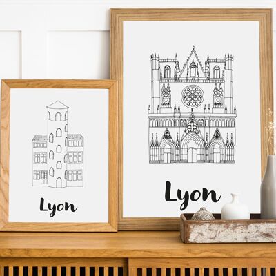 Affiche Lyon - Papier A4 / A3 / 40x60