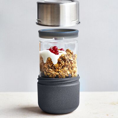 Runder Glas-Lunchpot Schiefer 450 ml – Kleine Glas-Lunchschüssel