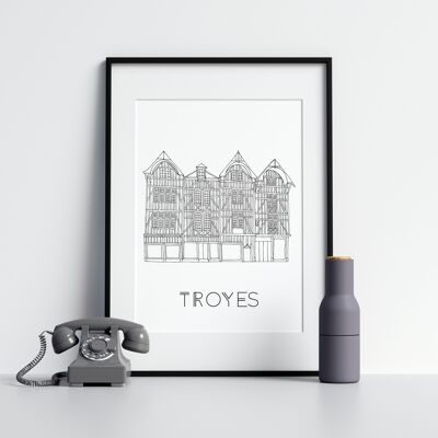 Affiche Troyes - Papier A4 / A3 / 40x60