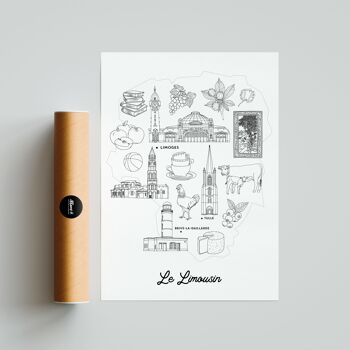 Le Limousin - Affiche ou coloriage A3 / 50x70 - Papier 2