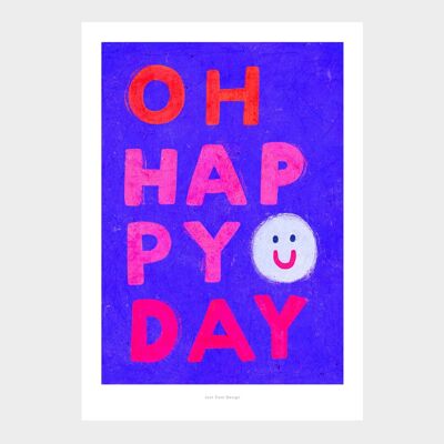 A3 Oh glücklicher Tag | Illustrationskunstdruck