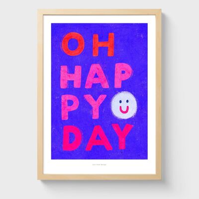 A4 Oh glücklicher Tag | Illustrationskunstdruck
