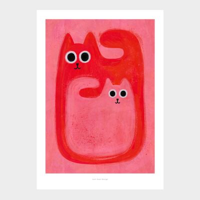 A5 Dos gatos | Impresión de arte de ilustración.