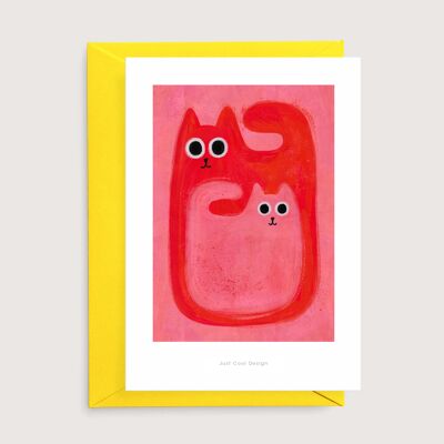 Two cats mini art print | Illustration card