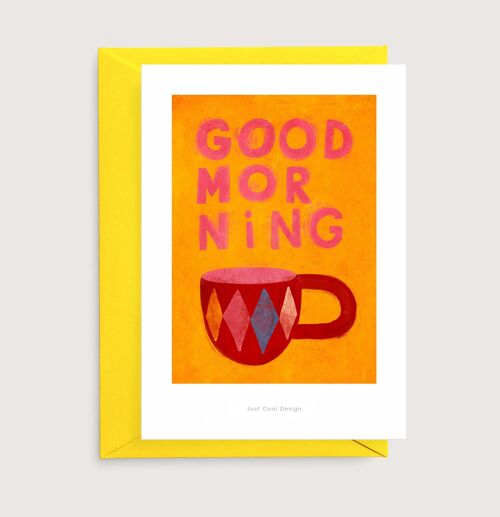 Good morning coffee mini art print | Illustration card