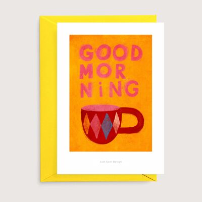 Bonjour café mini art print | Carte d'illustration