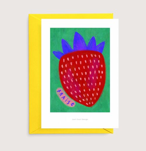 Fraise Strawberry mini art print | Illustration card