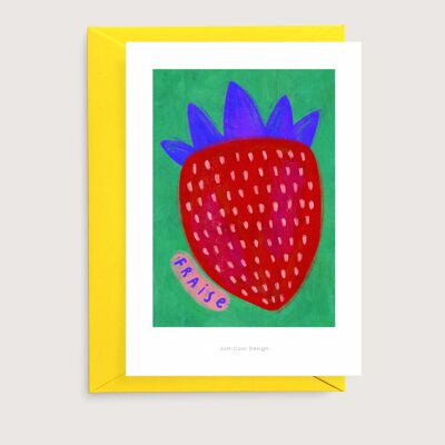 Fraise Strawberry mini art print | Illustration card