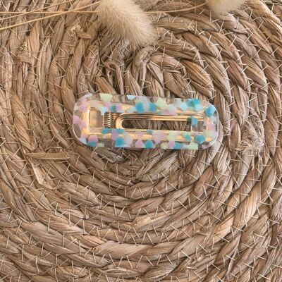 Multicolored rectangular resin barrette