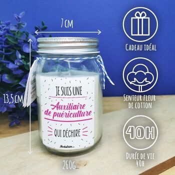 Bougie Jar  "je suis une auxiliaire de puériculture qui déchire" - cadeau crèche 4