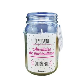 Bougie Jar  "je suis une auxiliaire de puériculture qui déchire" - cadeau crèche 6