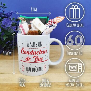 Mug bonbon années 60  "Je suis un conducteur de bus qui déchire" 4