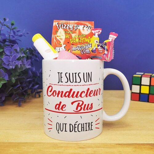 Mug bonbon années 80  "Je suis un conducteur de bus qui déchire"