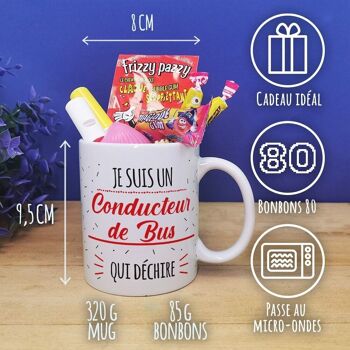 Mug bonbon années 80  "Je suis un conducteur de bus qui déchire" 8