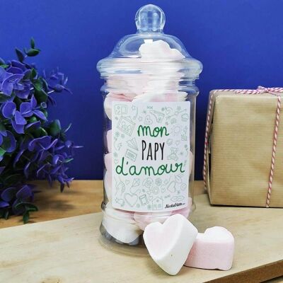 Scatola di caramelle con cuori di marshmallow “il mio amorevole nonno”