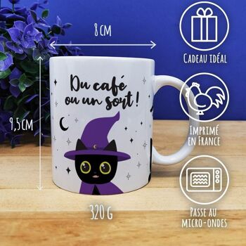 Mug Chat noir - mug Halloween "Du café ou un sort" 2