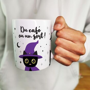 Mug Chat noir - mug Halloween "Du café ou un sort" 3