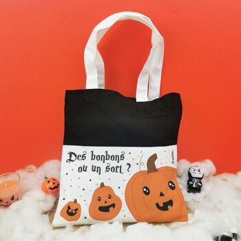 Sac bonbons Citrouille d'Halloween - "Des bonbons ou un sort" 1