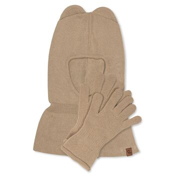 Ensemble 2 pièces cagoule et gants en tricot pour enfants en coton 3