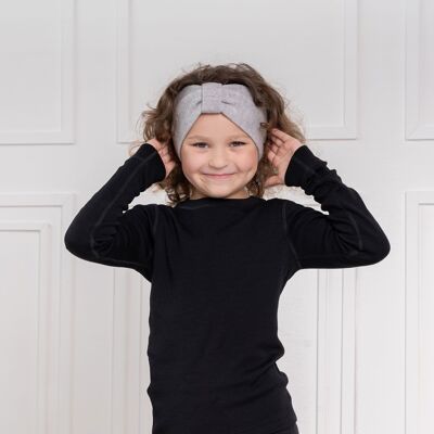 Fascia per capelli in maglia per bambini con nastro in lana merino e cashmere