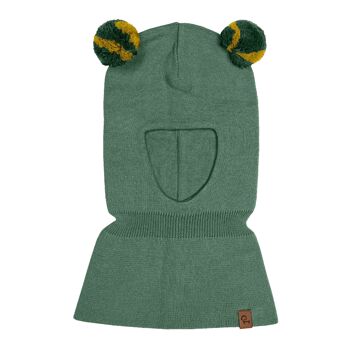 Cagoule en tricot à pompons pour enfants en coton 1