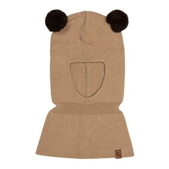 Cagoule en tricot à pompons pour enfants en coton 3