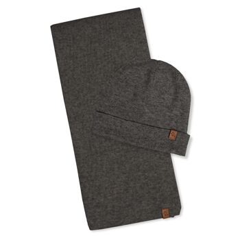 Ensemble 2 pièces bonnet et écharpe en tricot pour hommes en mérinos et cachemire 3