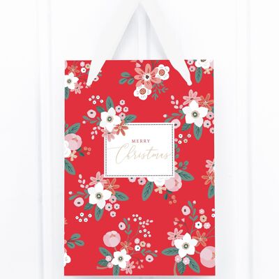 Pochette cadeau : roses de Noël, rouges