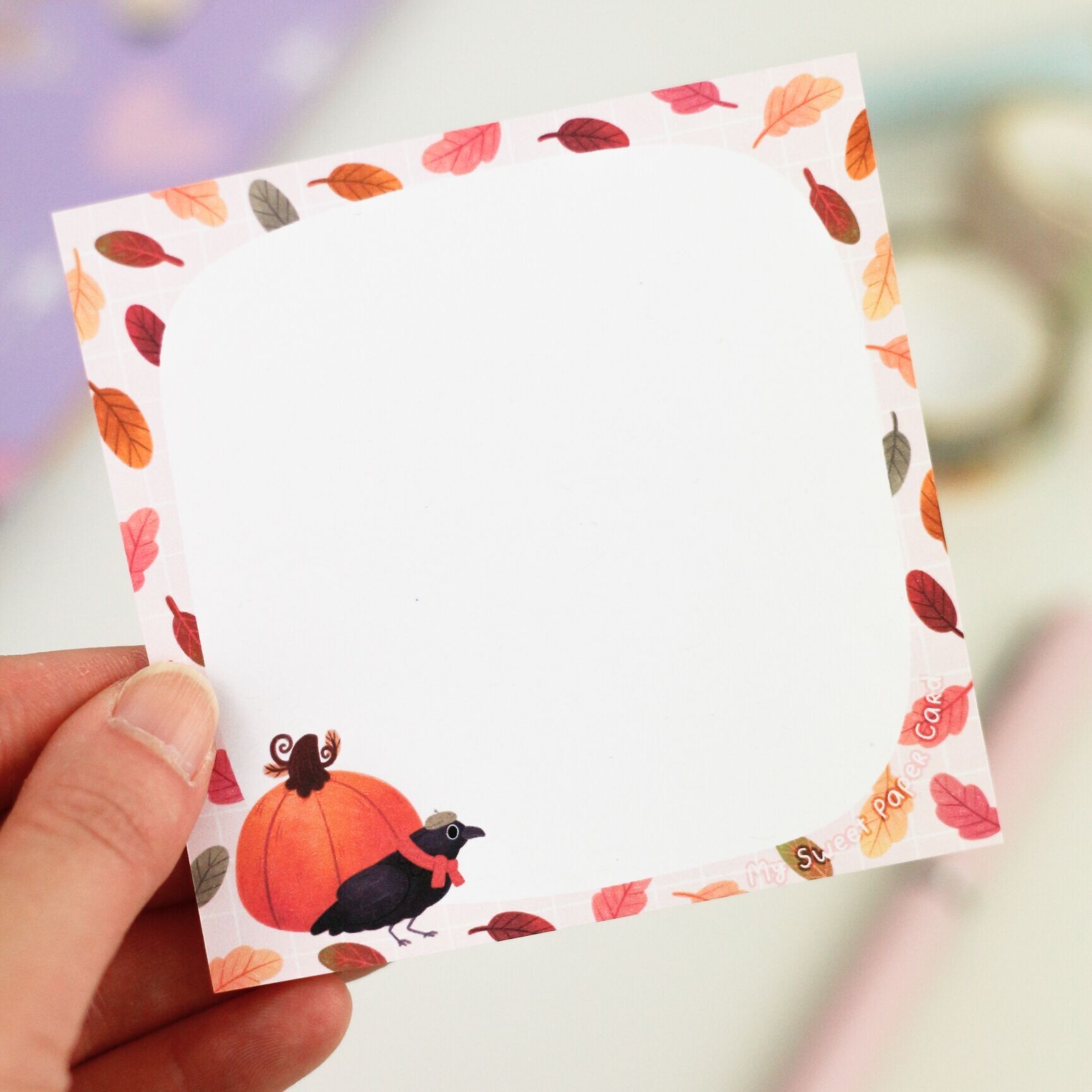 Herbst Notizblock - Krähe und Kürbis