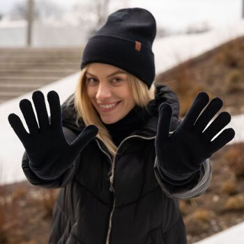 Ensemble 2 pièces bonnet et gants tricotés pour femmes 3