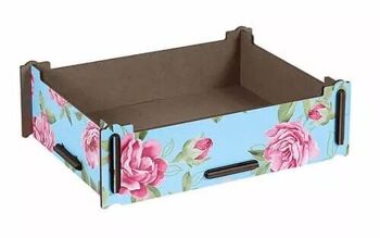 Petite boîte de rangement - roses en bois