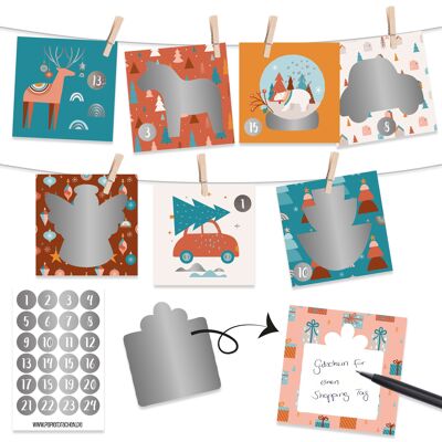 Calendario da grattare Boho Nordic Christmas Set 01